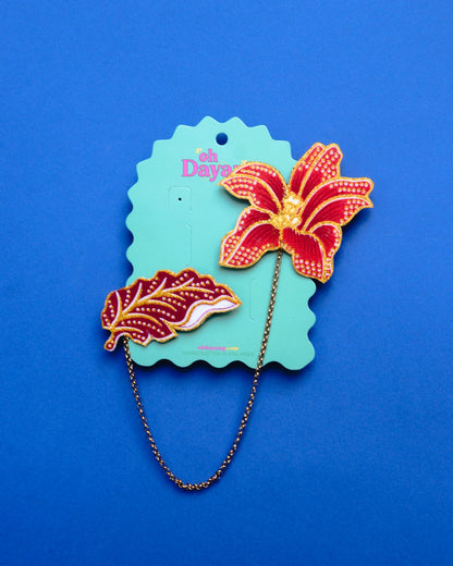 Red/ Pink Batik Kerongsang Chain