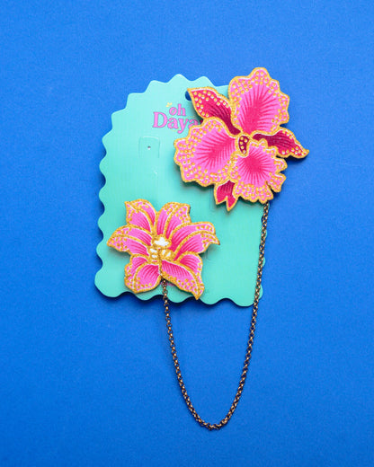 Red/ Pink Batik Kerongsang Chain