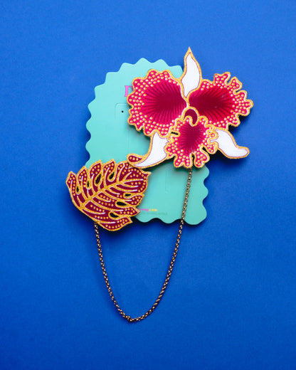 Red/ Pink Batik Kerongsang Chain
