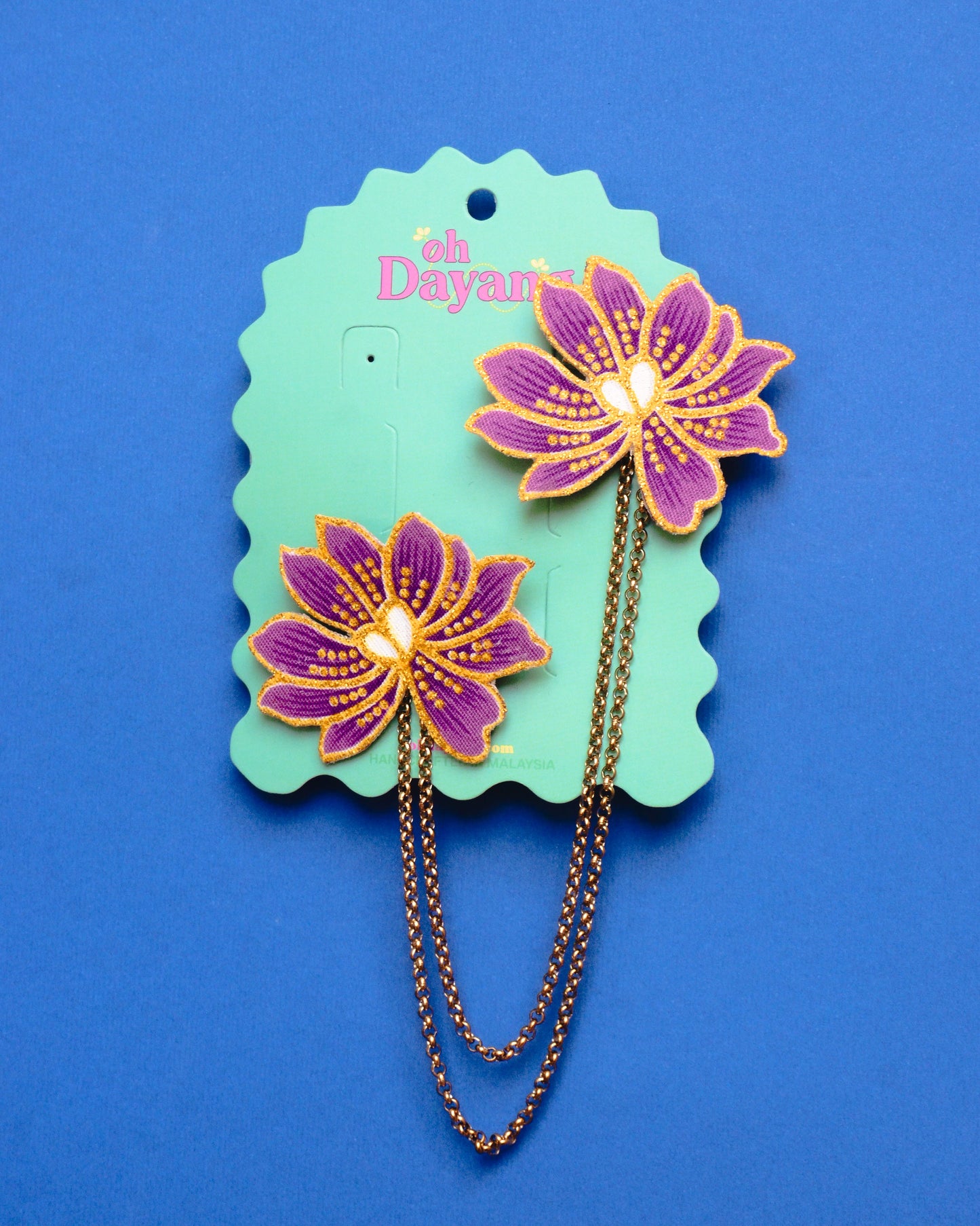 Green/ Purple Batik Kerongsang Chain