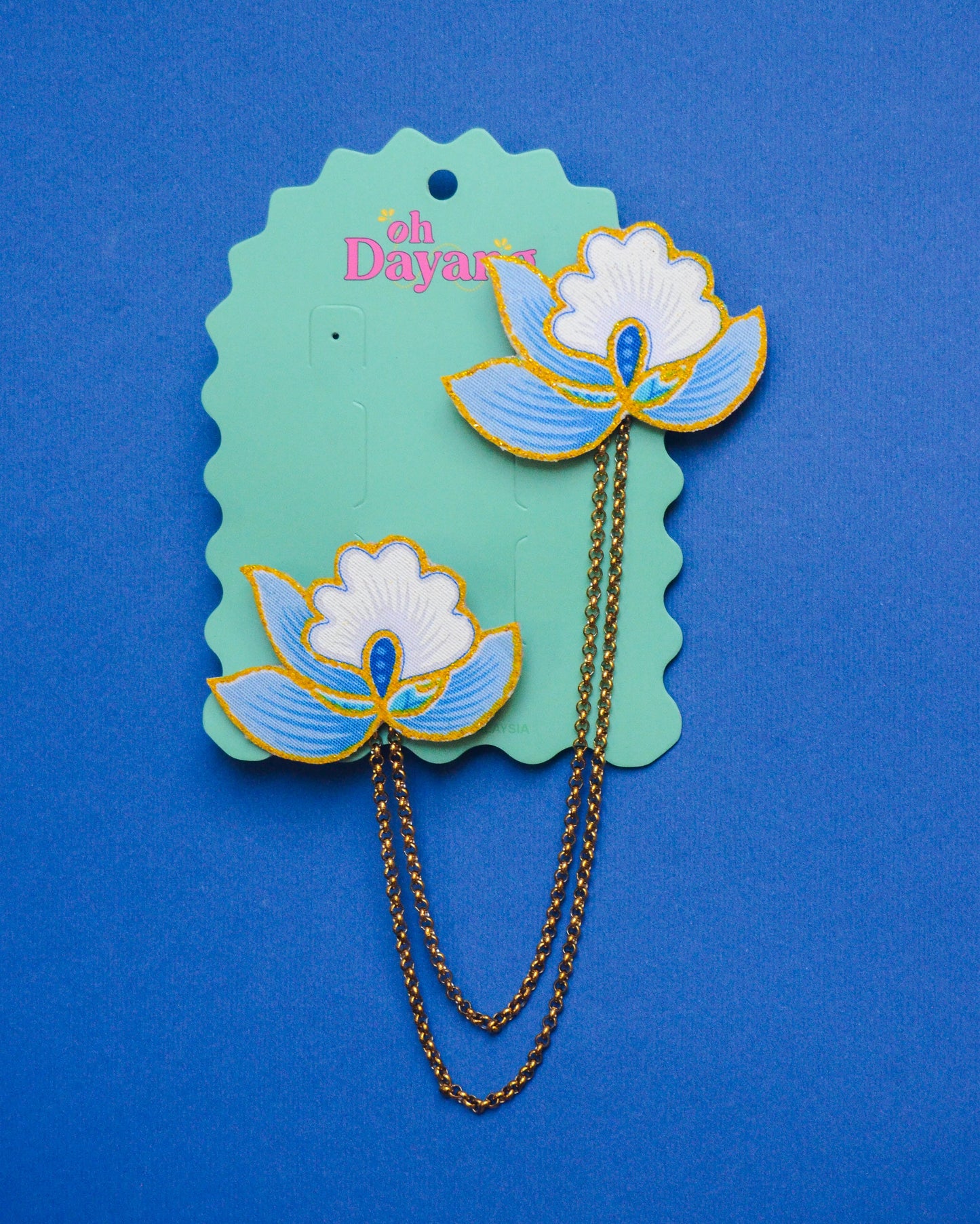 Blue Batik Kerongsang Chain