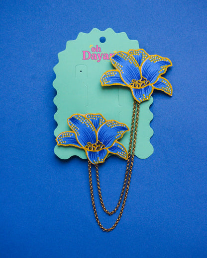 Blue Batik Kerongsang Chain