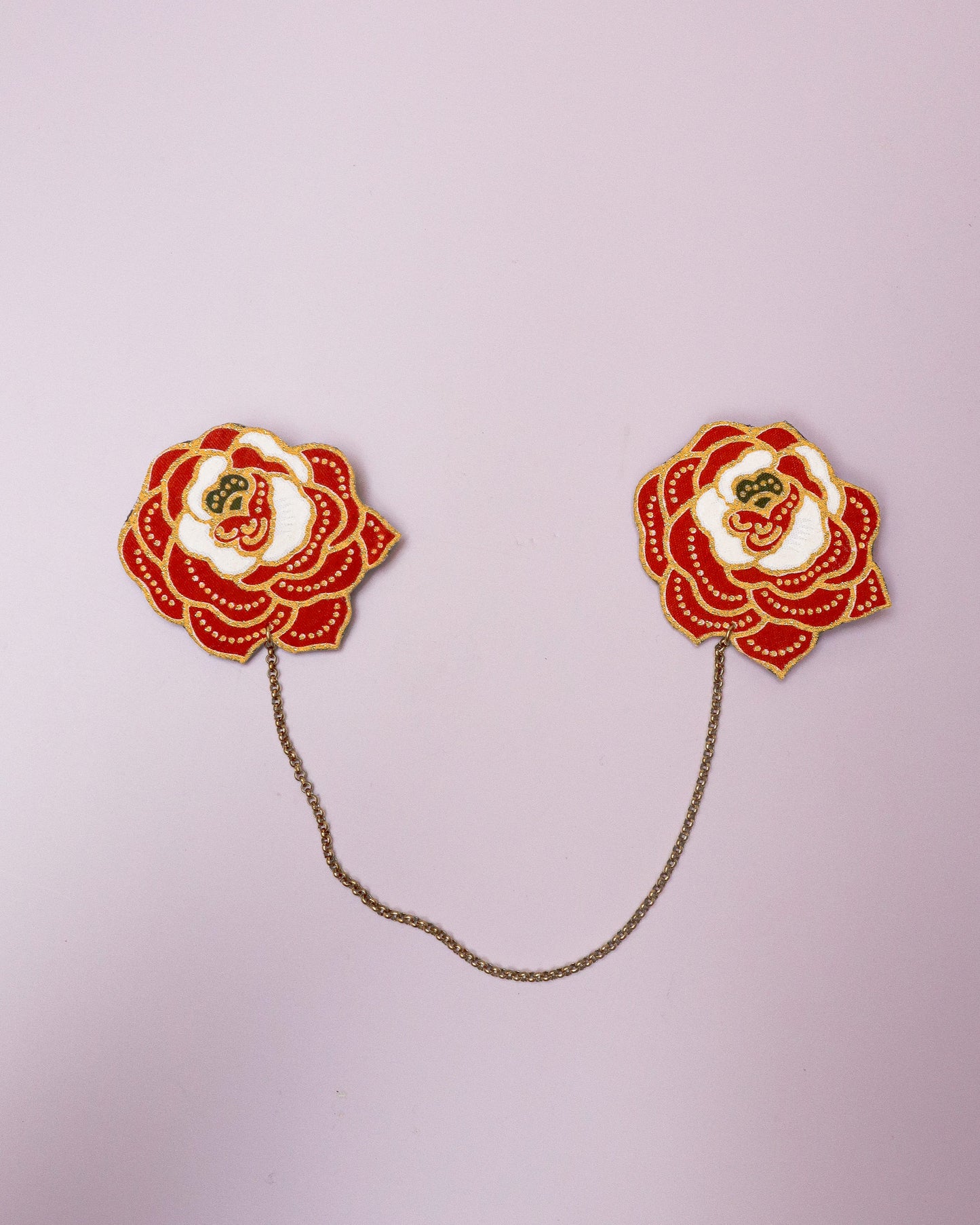 Red/ Pink Batik Kerongsang Chain