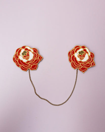 Red/ Pink Batik Kerongsang Chain