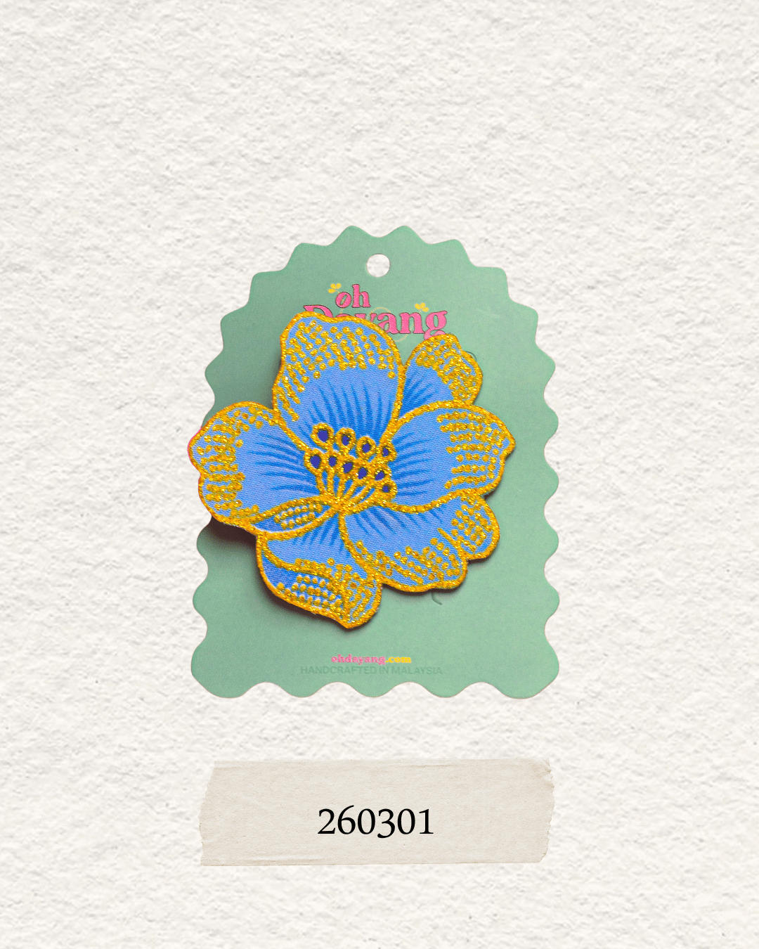 Blue Batik Crocodile Clip