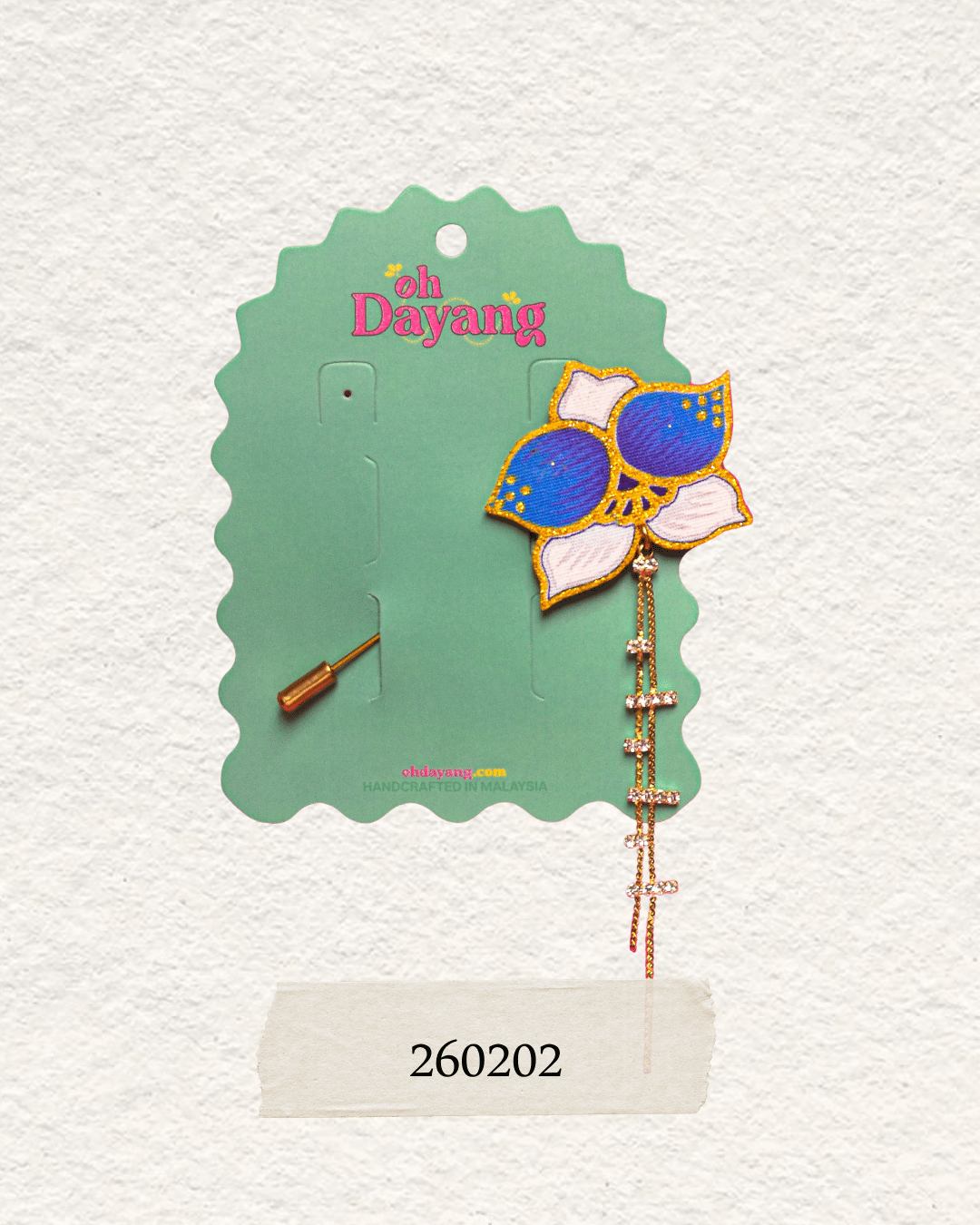 Blue Batik Dangling Lapel Pin