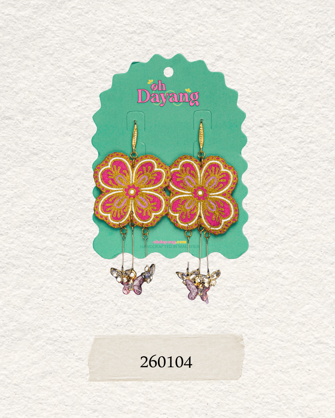 Pink/ Maroon Batik Dangle Earrings