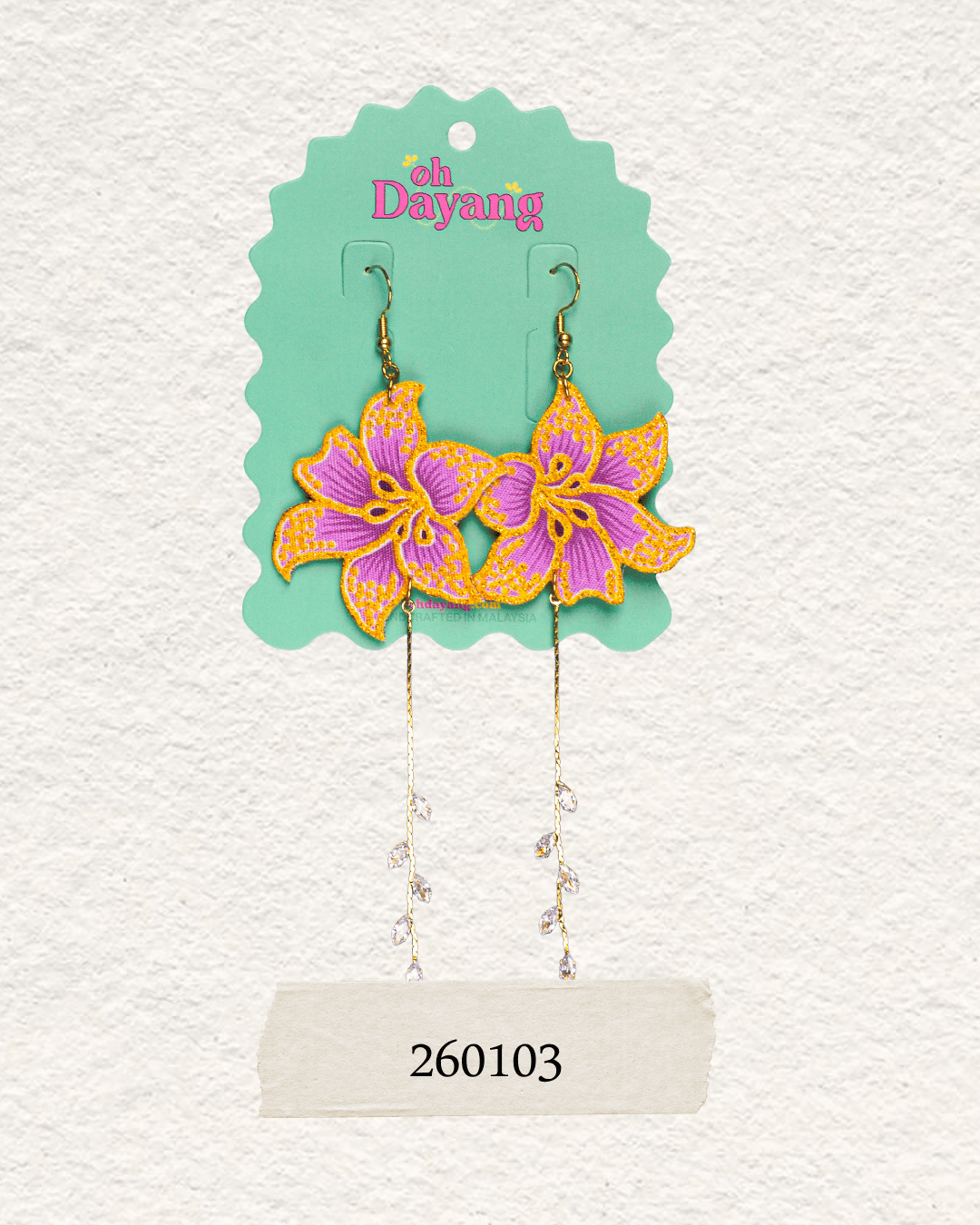 Purple Batik Dangle Earrings