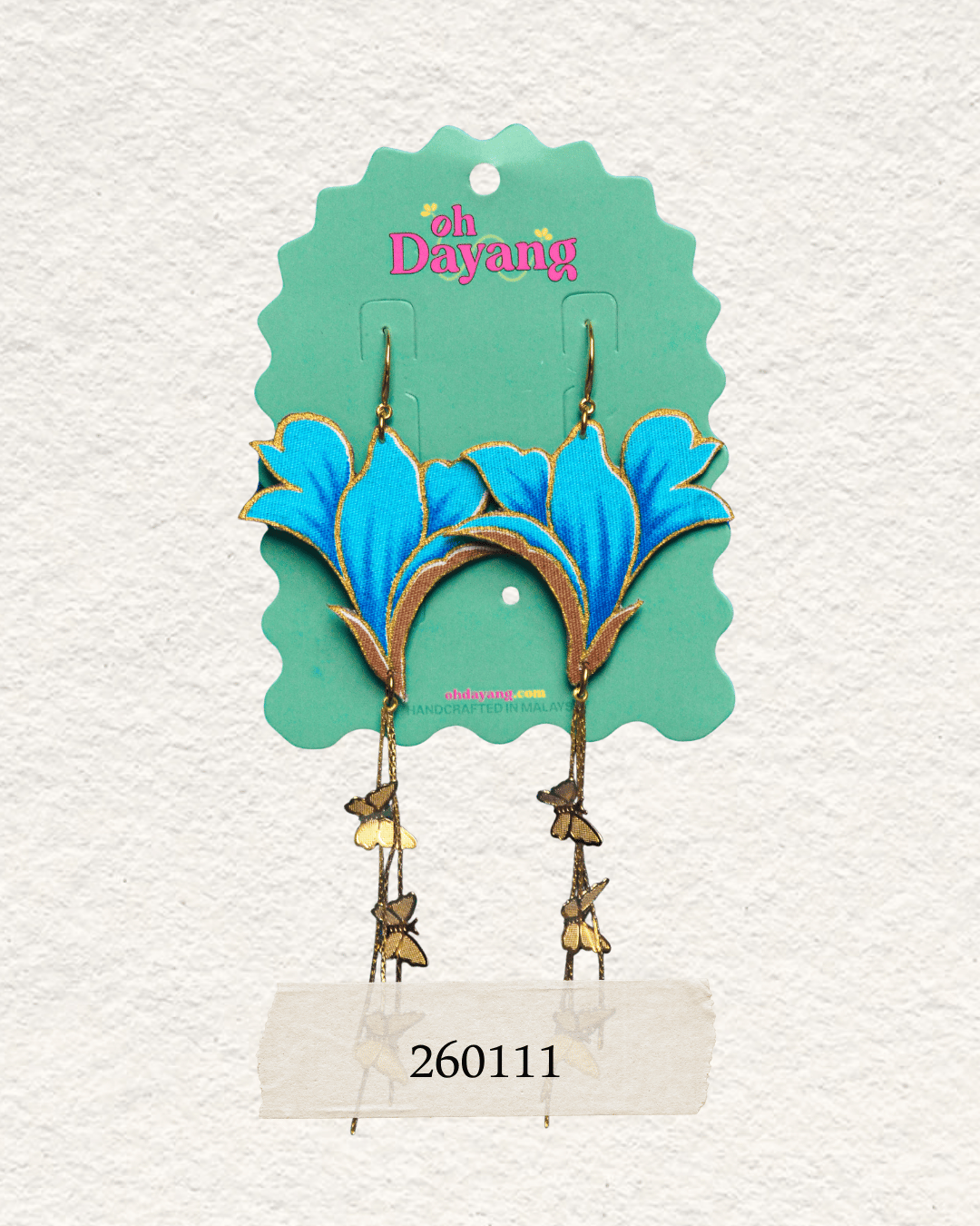 Green/ Blue Batik Dangle Earrings