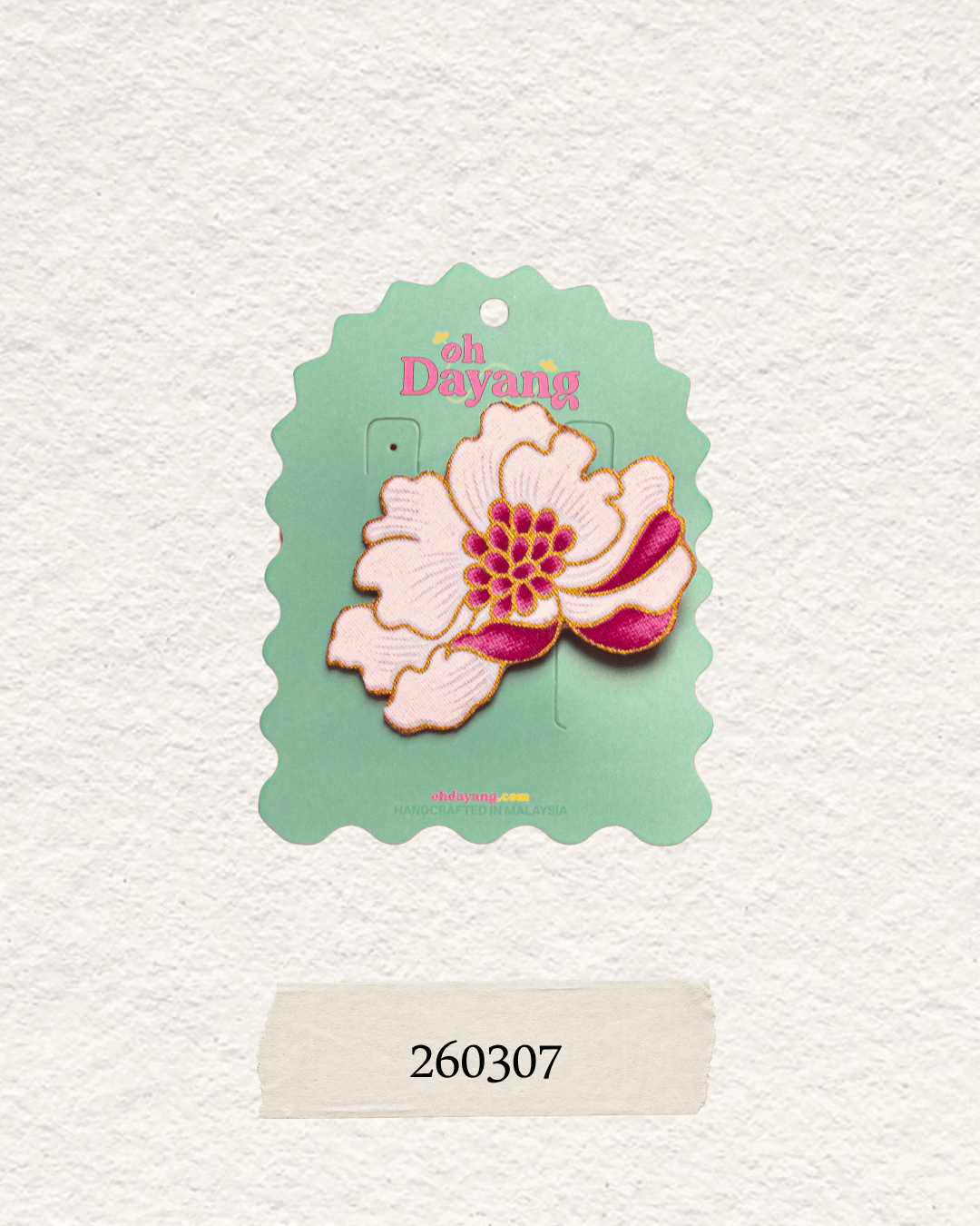 Pink/ Gold Batik Crocodile Clip