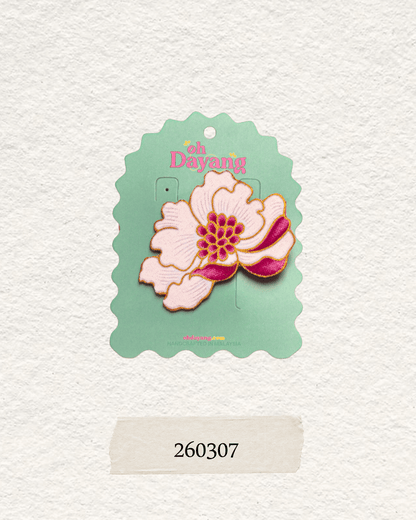 Pink/ Gold Batik Crocodile Clip