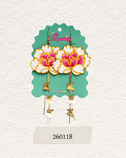 Pink/ Maroon Batik Dangle Earrings