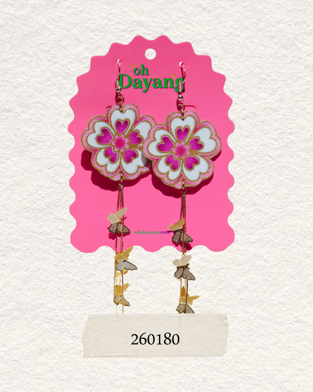 Purple Batik Dangle Earrings