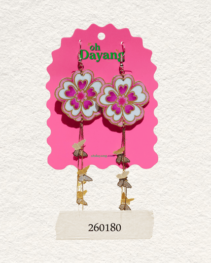 Purple Batik Dangle Earrings