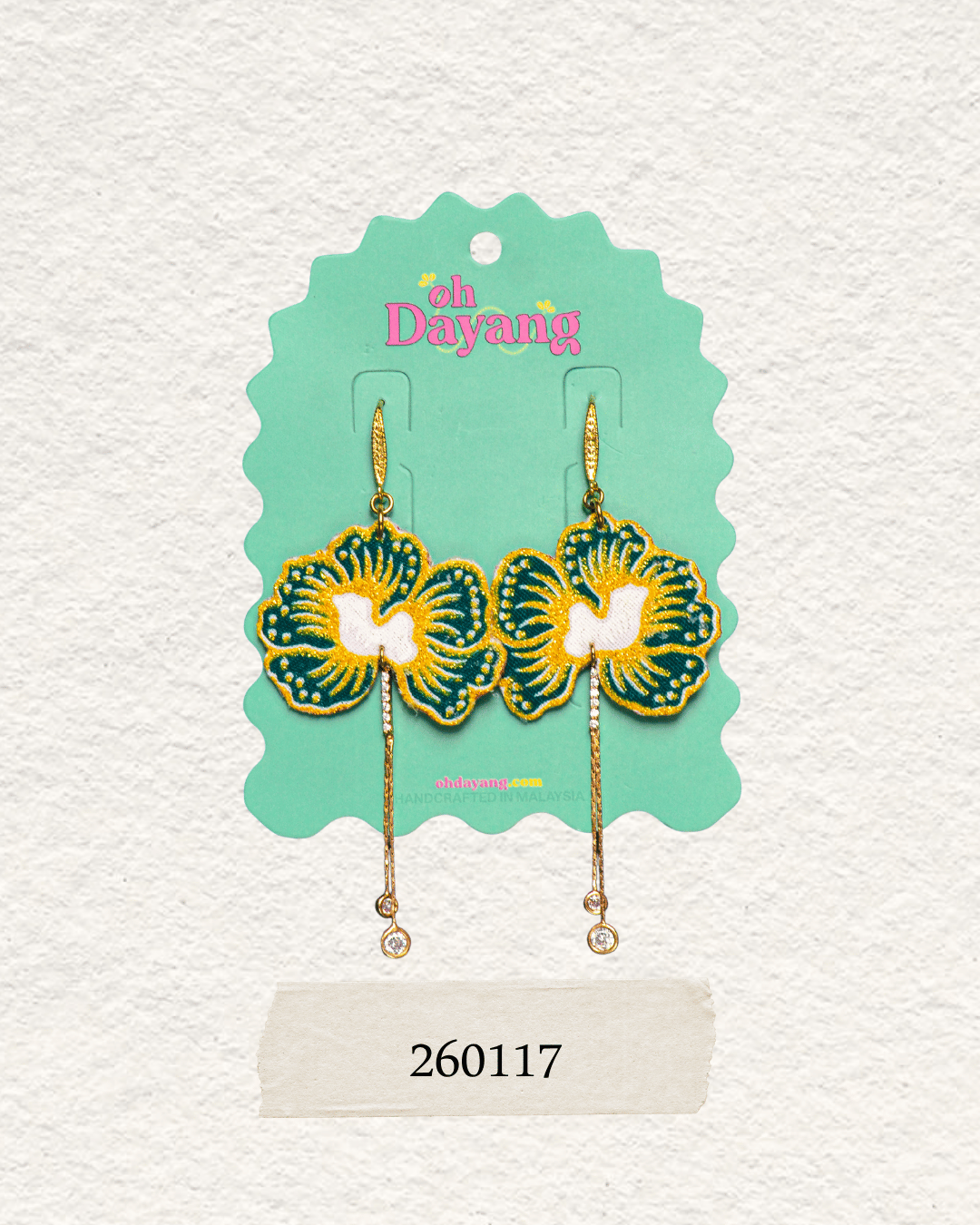 Green/ Blue Batik Dangle Earrings