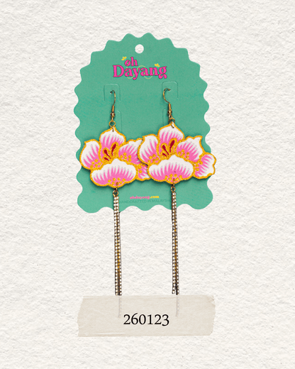 Pink/ Maroon Batik Dangle Earrings