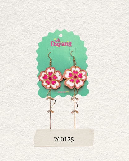 Pink/ Maroon Batik Dangle Earrings