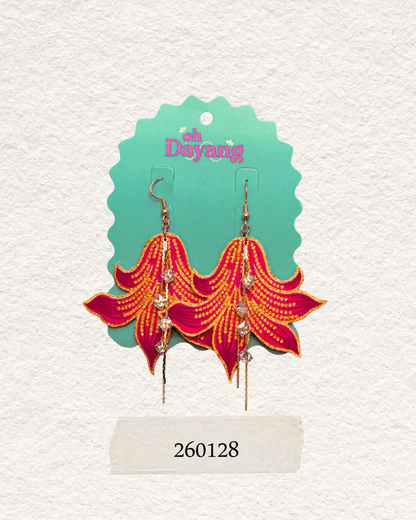 Pink/ Maroon Batik Dangle Earrings