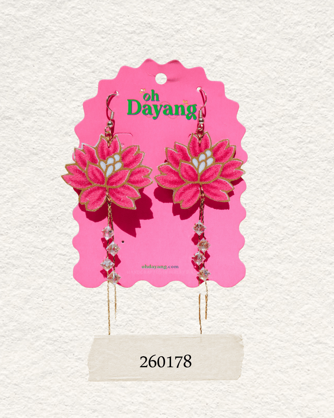 Pink/ Maroon Batik Dangle Earrings