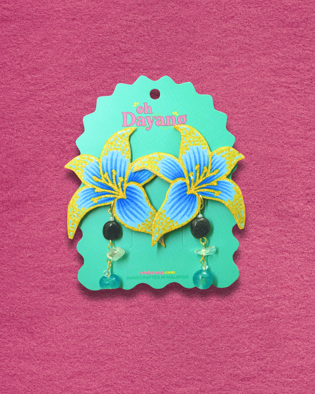 Clara Stone Dangle Batik Stud Earrings