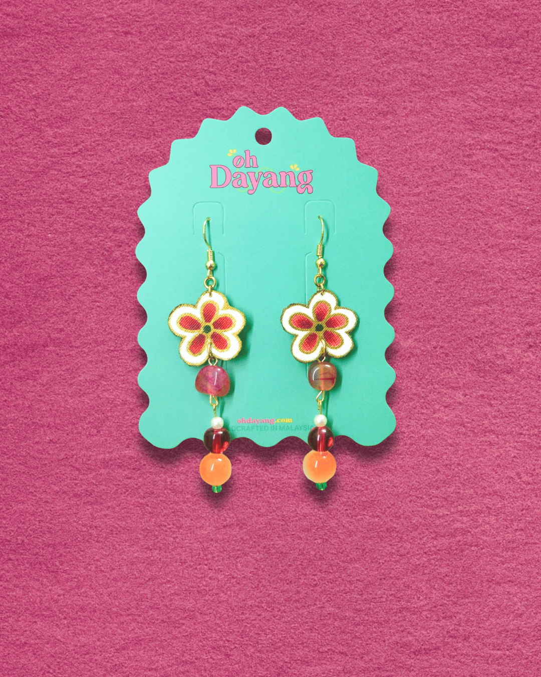 Autumn Stones Dangle Batik Hook Earrings
