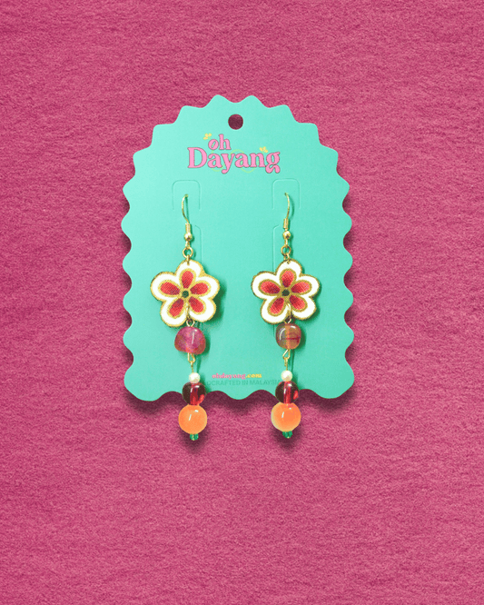 Autumn Stones Dangle Batik Hook Earrings