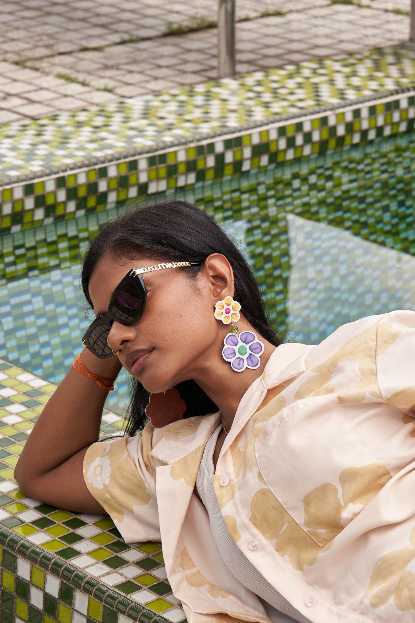 Hana Double Drop Stud Earrings