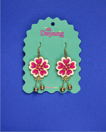Pink/ Maroon Batik Dangle Earrings