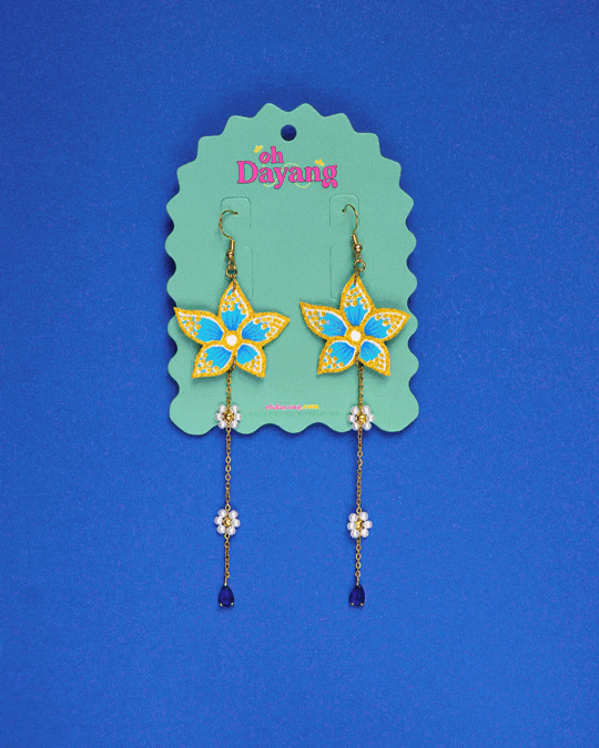 Green/ Blue Batik Dangle Earrings