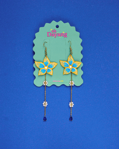 Green/ Blue Batik Dangle Earrings