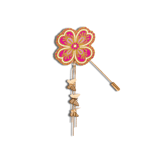 Golden Sakura Dangling Batik Lapel Pin