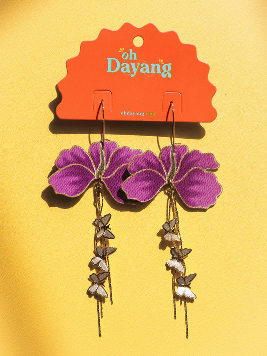 Hibiscus Butterfly Hoop Earrings