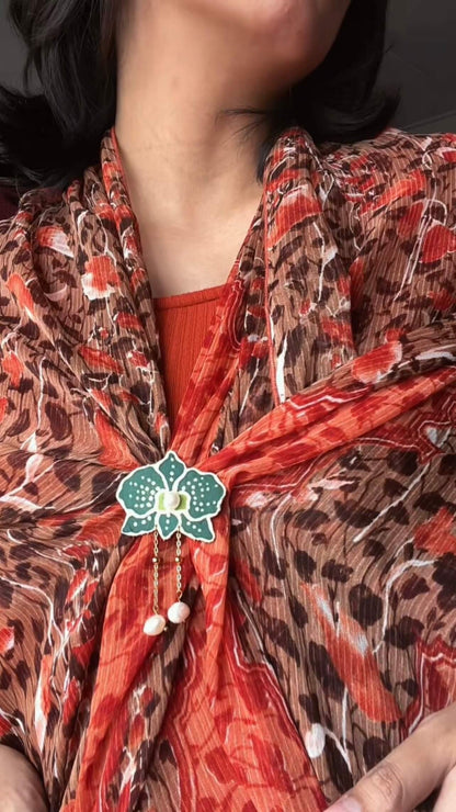 Oked Batik Brooch with Natural Pearls