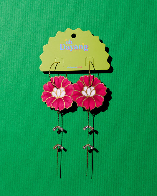 Kelip Bayu Dangle Batik Hoop Earrings