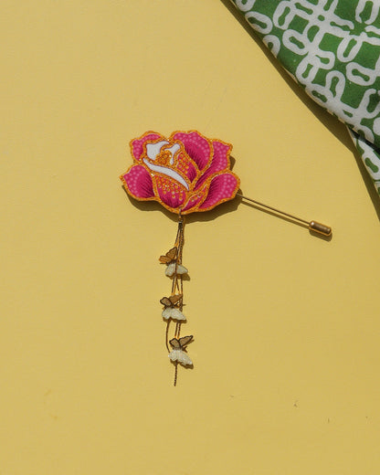 Mawar Kencana Batik Dangling Lapel Pin