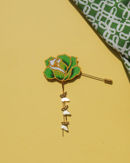 Mawar Kencana Batik Dangling Lapel Pin