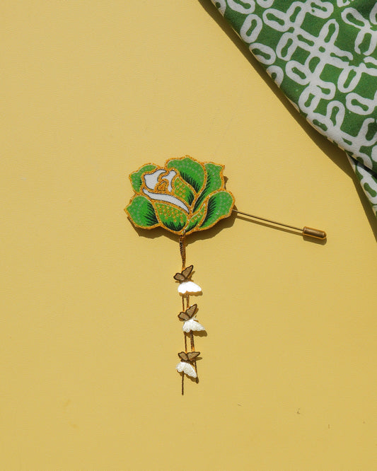 Mawar Kencana Batik Dangling Lapel Pin