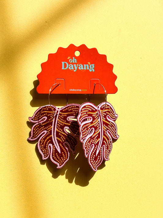 Monstera Hoop Earrings