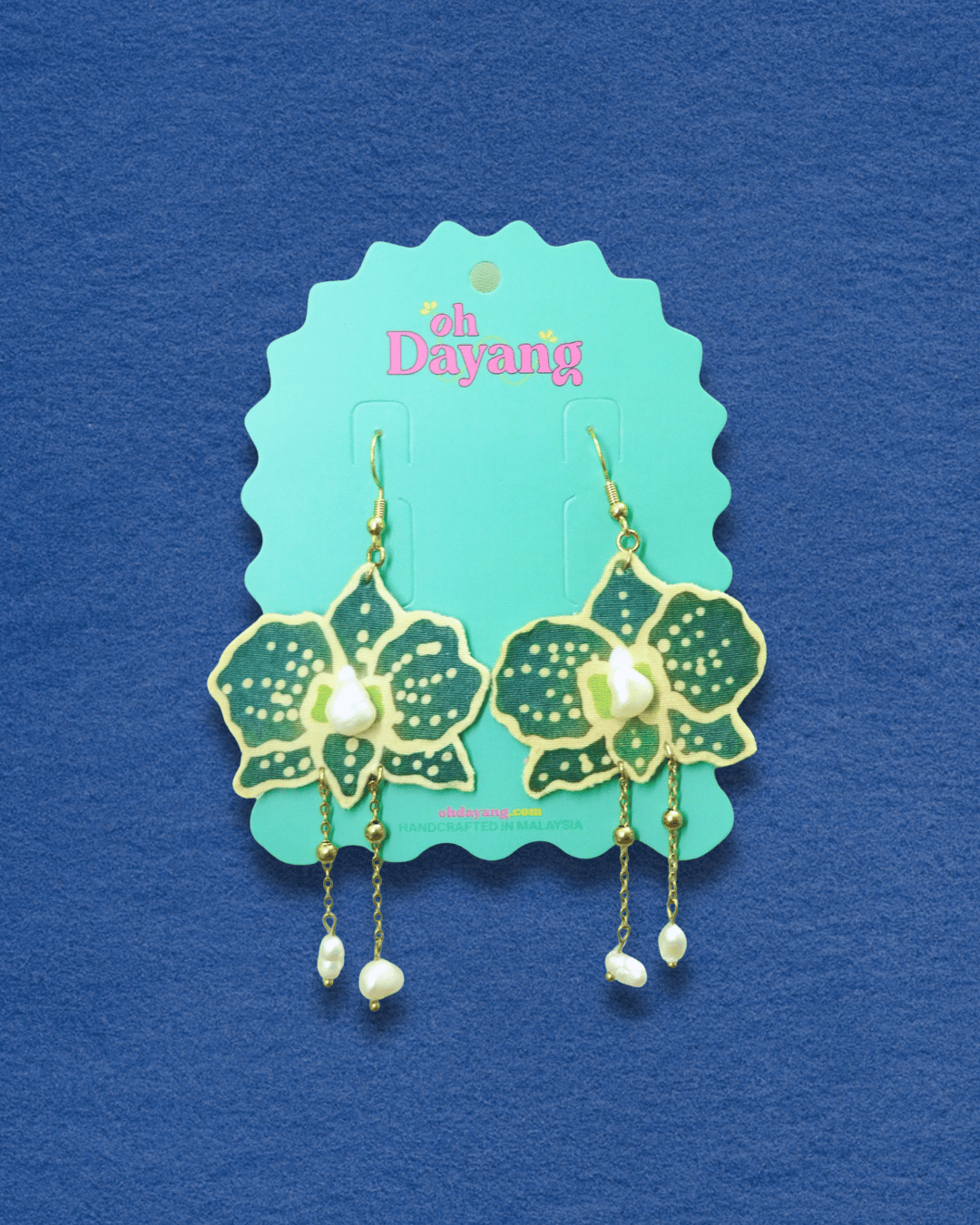 Orked Mutiara Dange Batik Hook Earrings