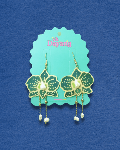 Orked Mutiara Dange Batik Hook Earrings