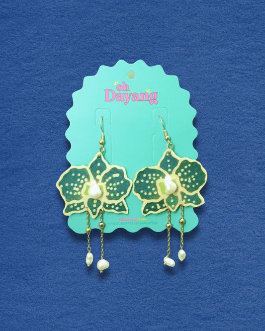 Orked Mutiara Dange Batik Hook Earrings