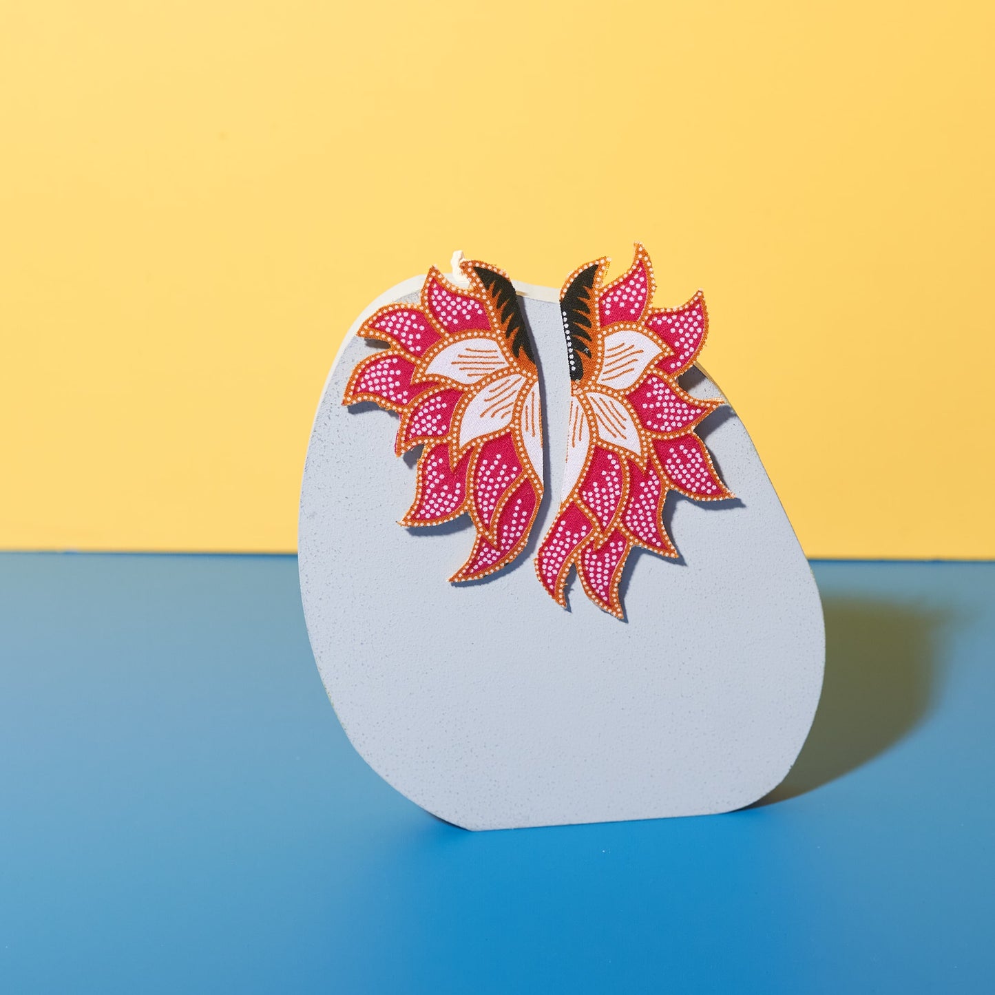 Fiery Pink Batik Earrings