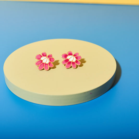 Baby Pink Blossom Batik Earrings