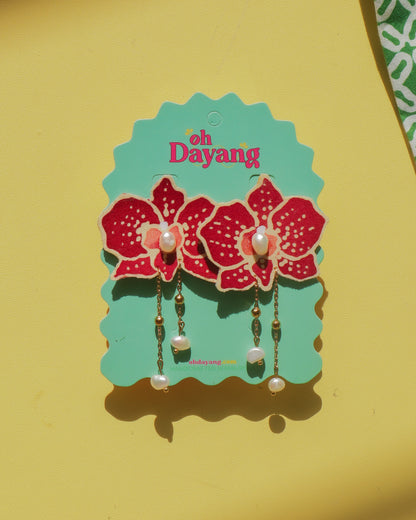 Oked Mutiara Dangle Stud Earrings