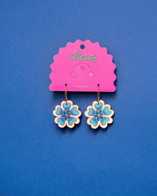 Blue/ Purple Batik Hook Earrings