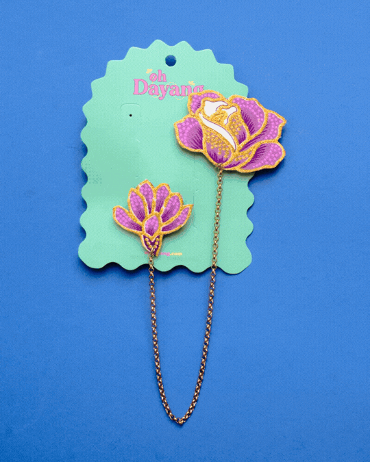 Green/ Purple Batik Kerongsang Chain