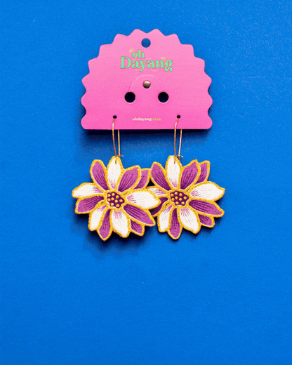 Orange/ Purple Batik Hoop Earrings