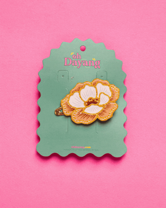Pink/ Gold Batik Crocodile Clip