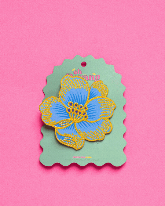 Blue Batik Crocodile Clip
