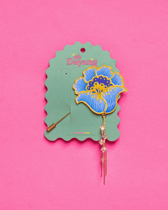 Blue Batik Dangling Lapel Pin